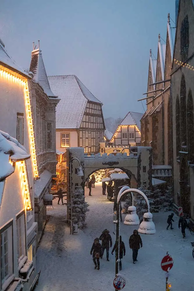 Weihnachtsmarkt Wiedenbrück im Schnee