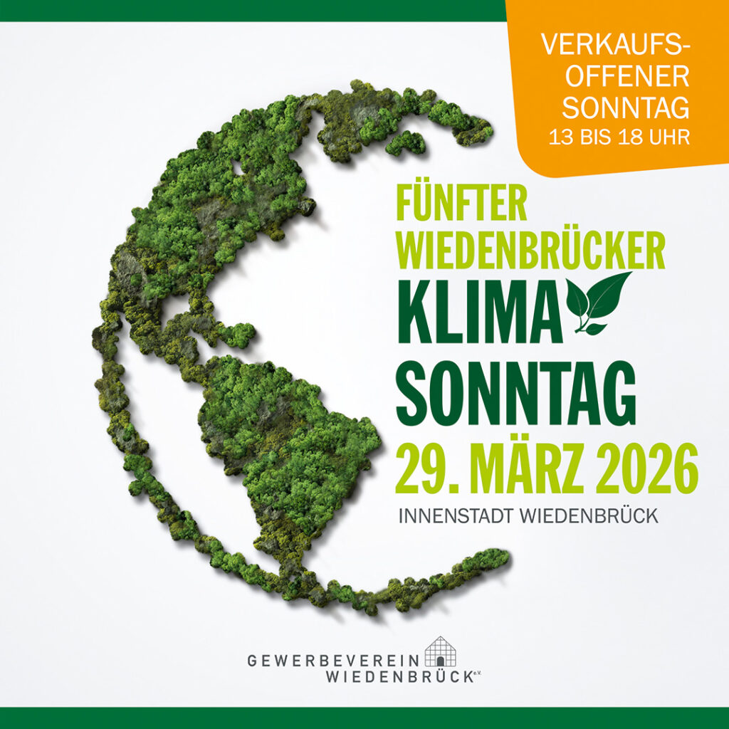 Klimasonntag Wiedenbrück am 29.3.2026, verkaufsoffen 13–18 Uhr