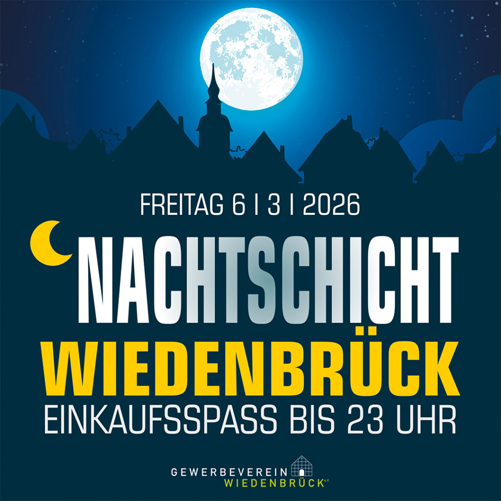 Nachtschicht Wiedenbrück, Freitag 6.3.2026, Einkaufsspaß bis 23 Uhr